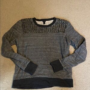 J. Crew Charcoal Studded Crew Neck Sweater